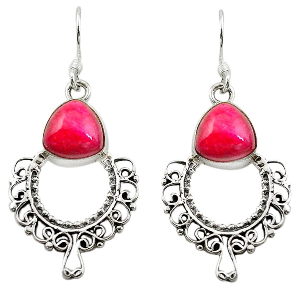 Red ruby quartz 925 sterling silver dangle earrings jewelry d15753