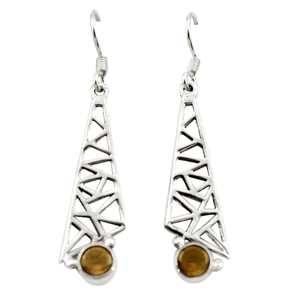 Brown smoky topaz 925 sterling silver dangle earrings jewelry d15802