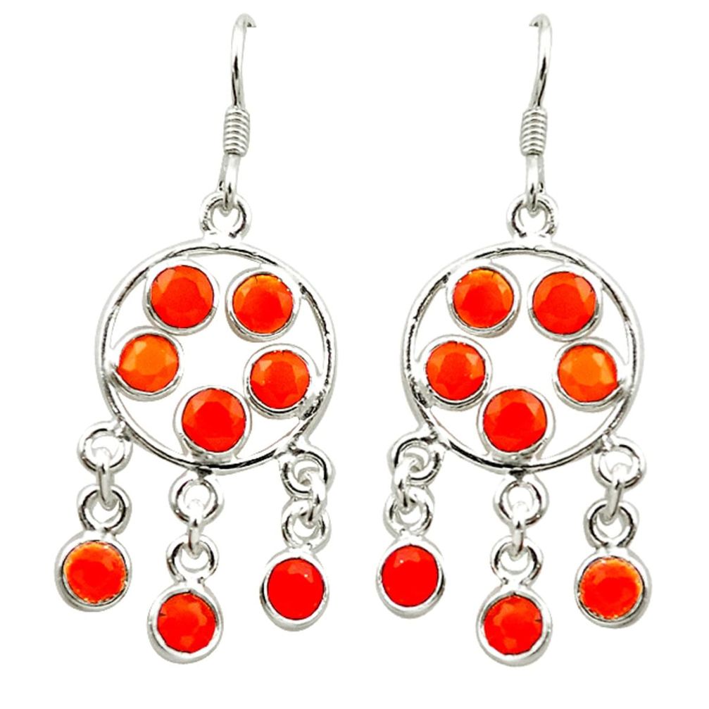 Natural orange cornelian (carnelian) 925 silver chandelier earrings d15825