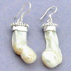 925 sterling silver natural white biwa pearl dangle earrings jewelry d15878