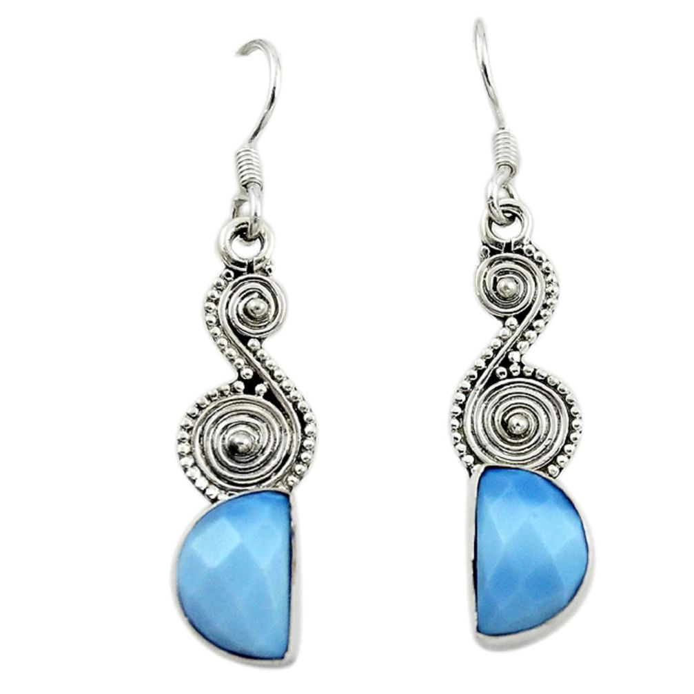 Natural blue owyhee opal 925 sterling silver dangle earrings d15881