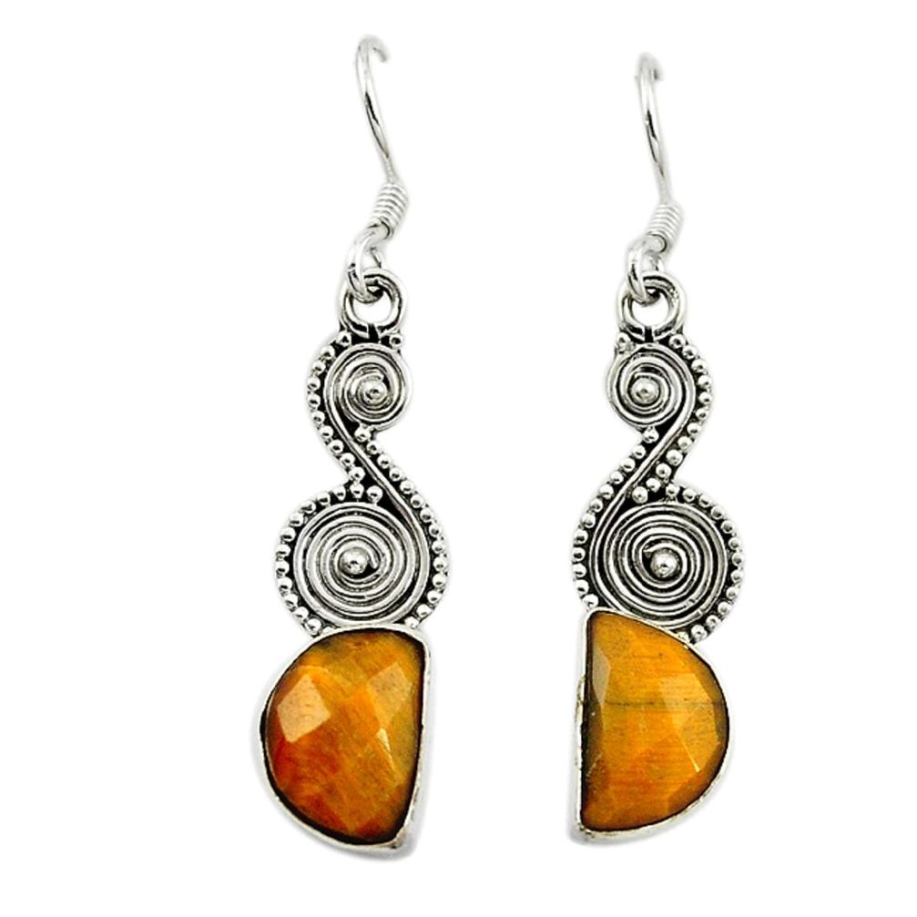 925 sterling silver natural brown tiger's eye dangle earrings jewelry d15895
