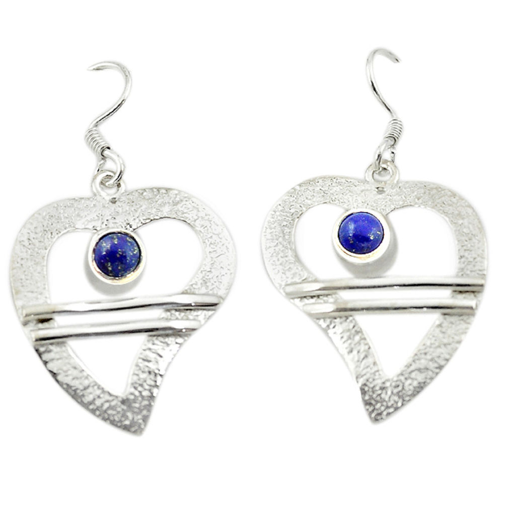 Natural blue lapis lazuli 925 sterling silver dangle earrings d15908