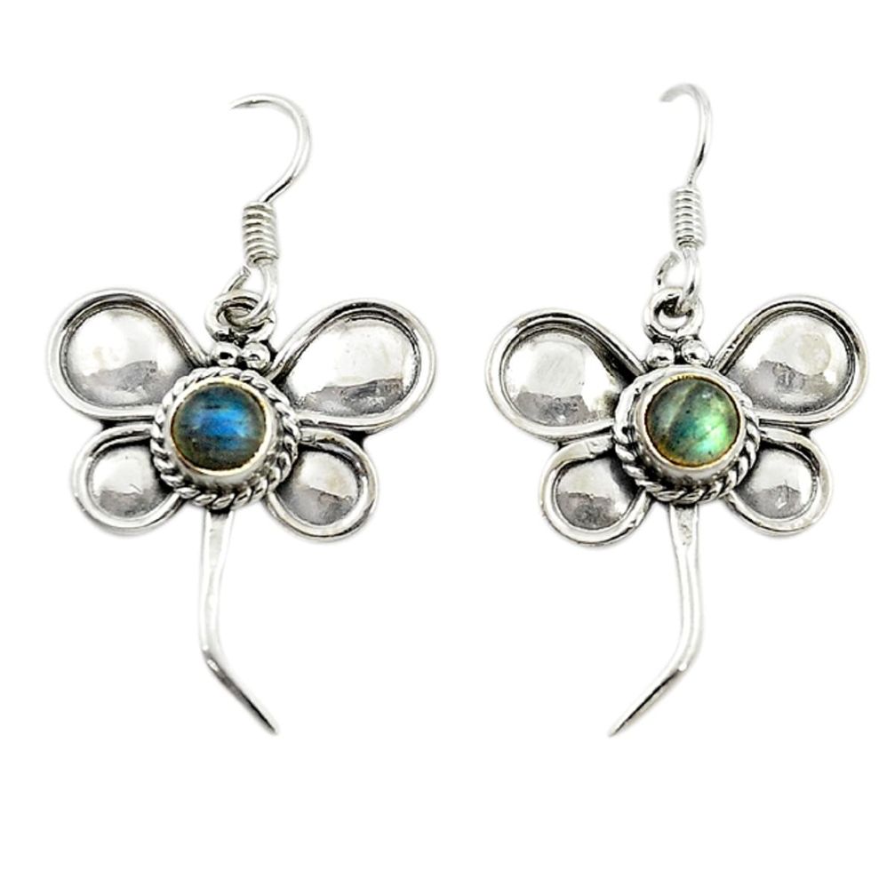 Natural blue labradorite 925 sterling silver dragonfly earrings d15917