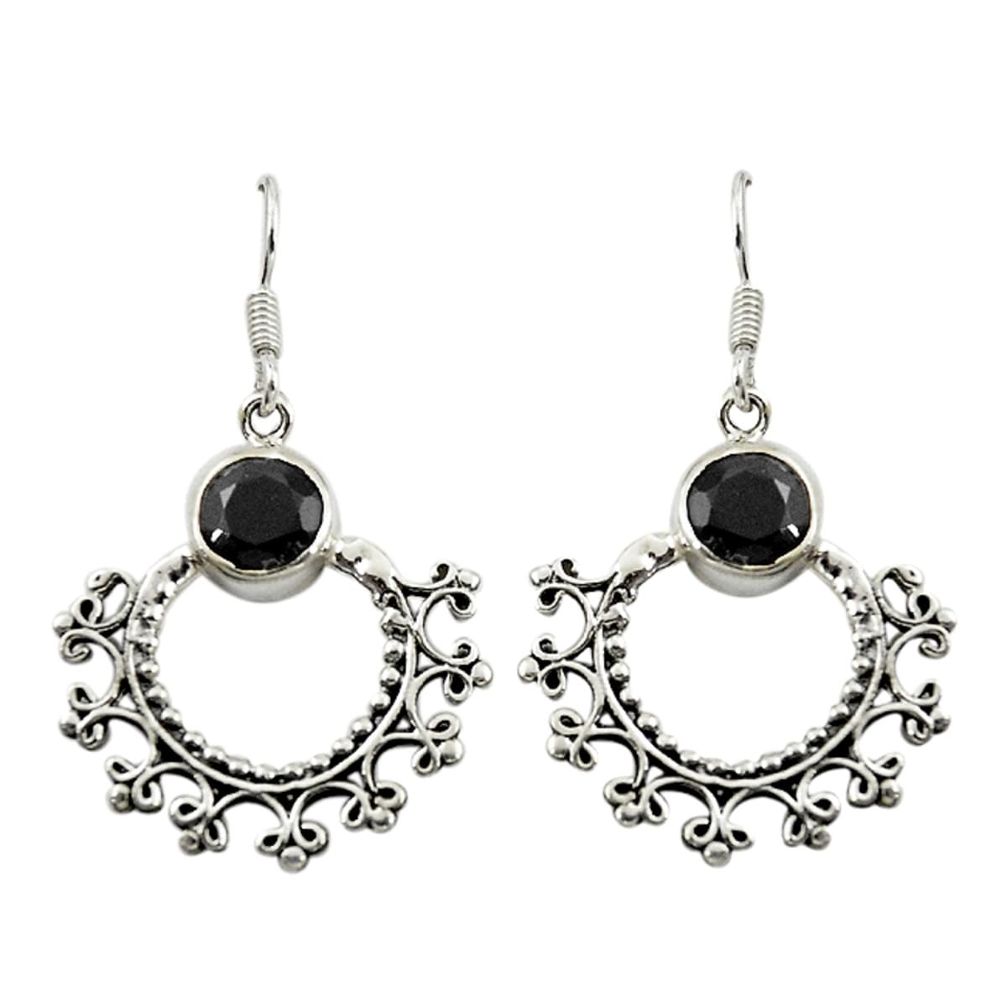 Natural black onyx 925 sterling silver dangle earrings jewelry d15925