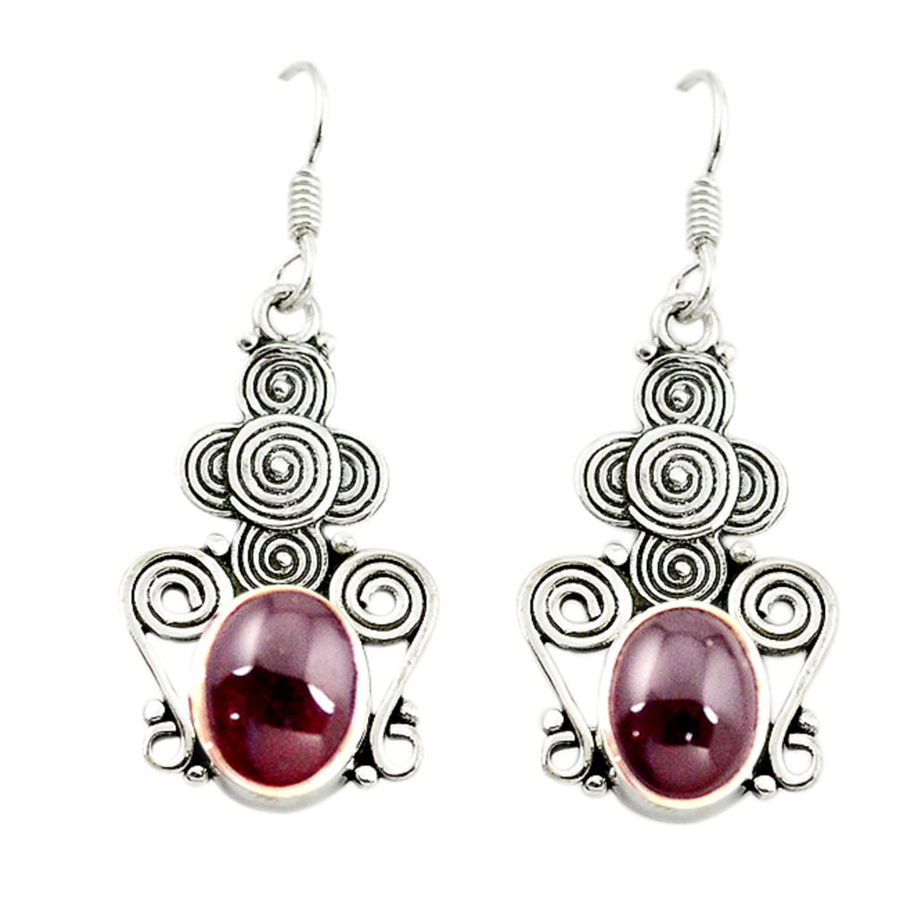 Natural red garnet 925 sterling silver dangle earrings jewelry d16007