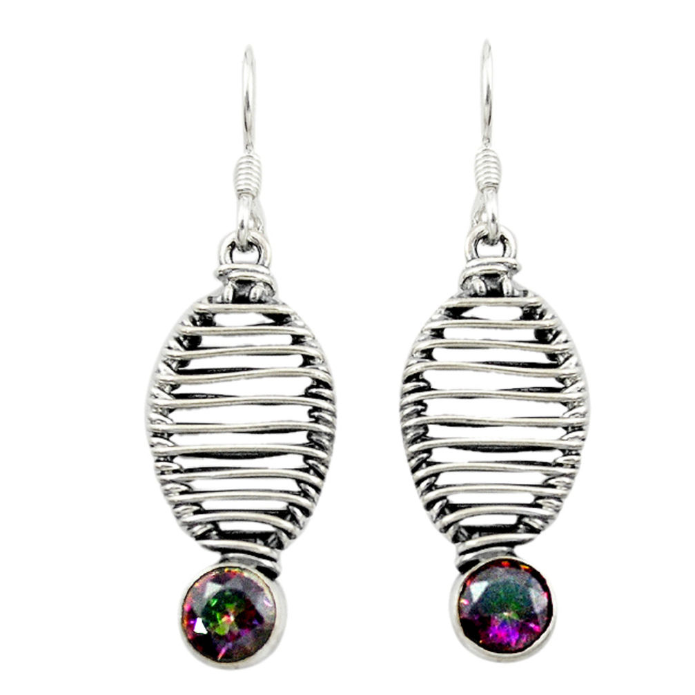 Multi color rainbow topaz 925 sterling silver dangle earrings d16022