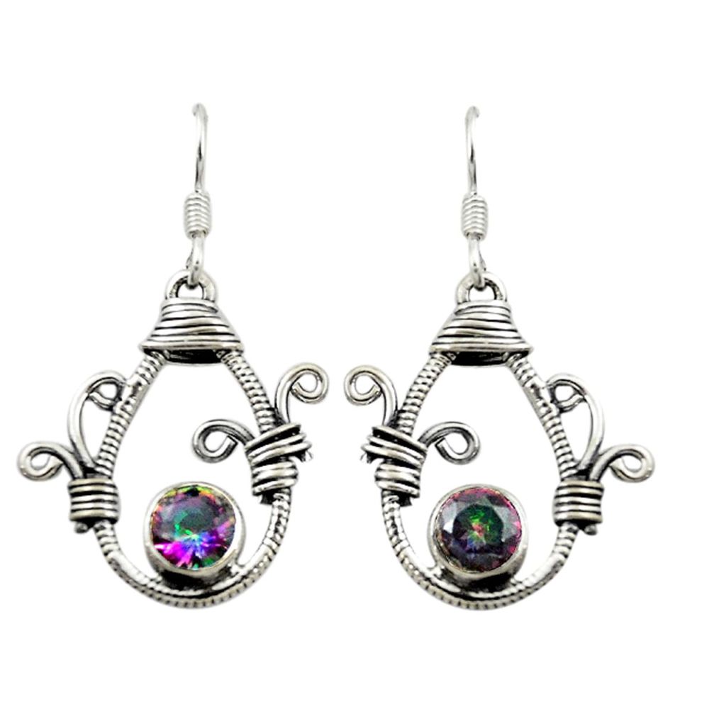 Multi color rainbow topaz 925 sterling silver dangle earrings d16023