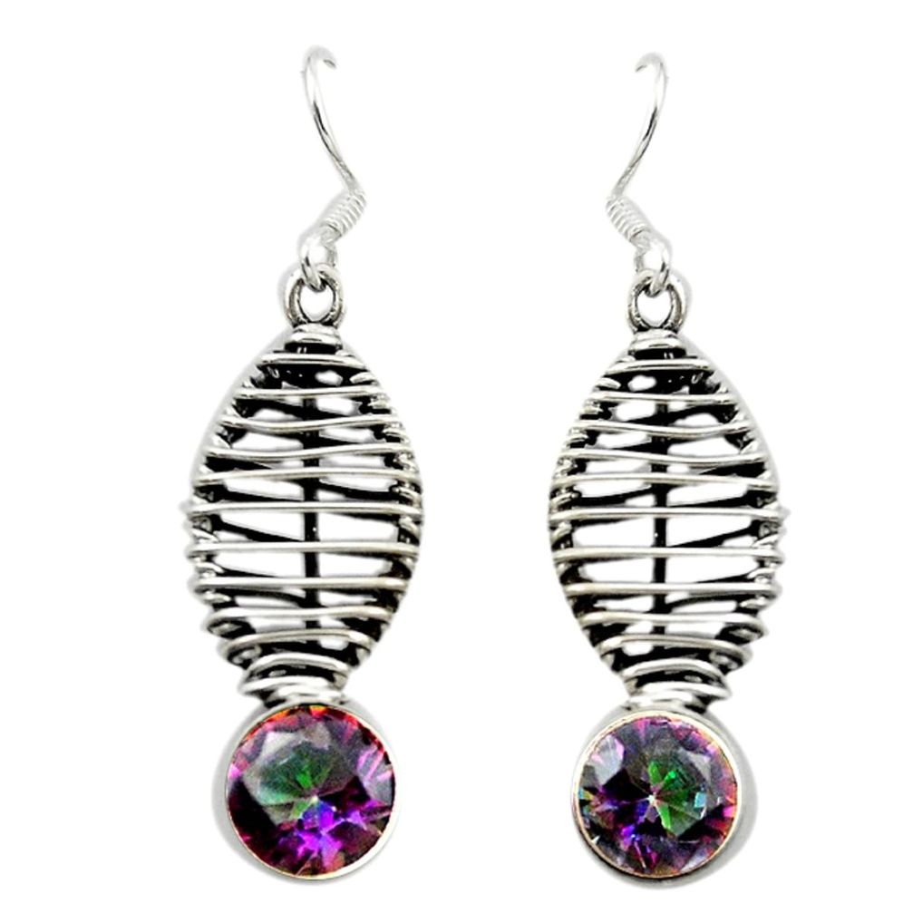 Multi color rainbow topaz 925 sterling silver dangle earrings d16038