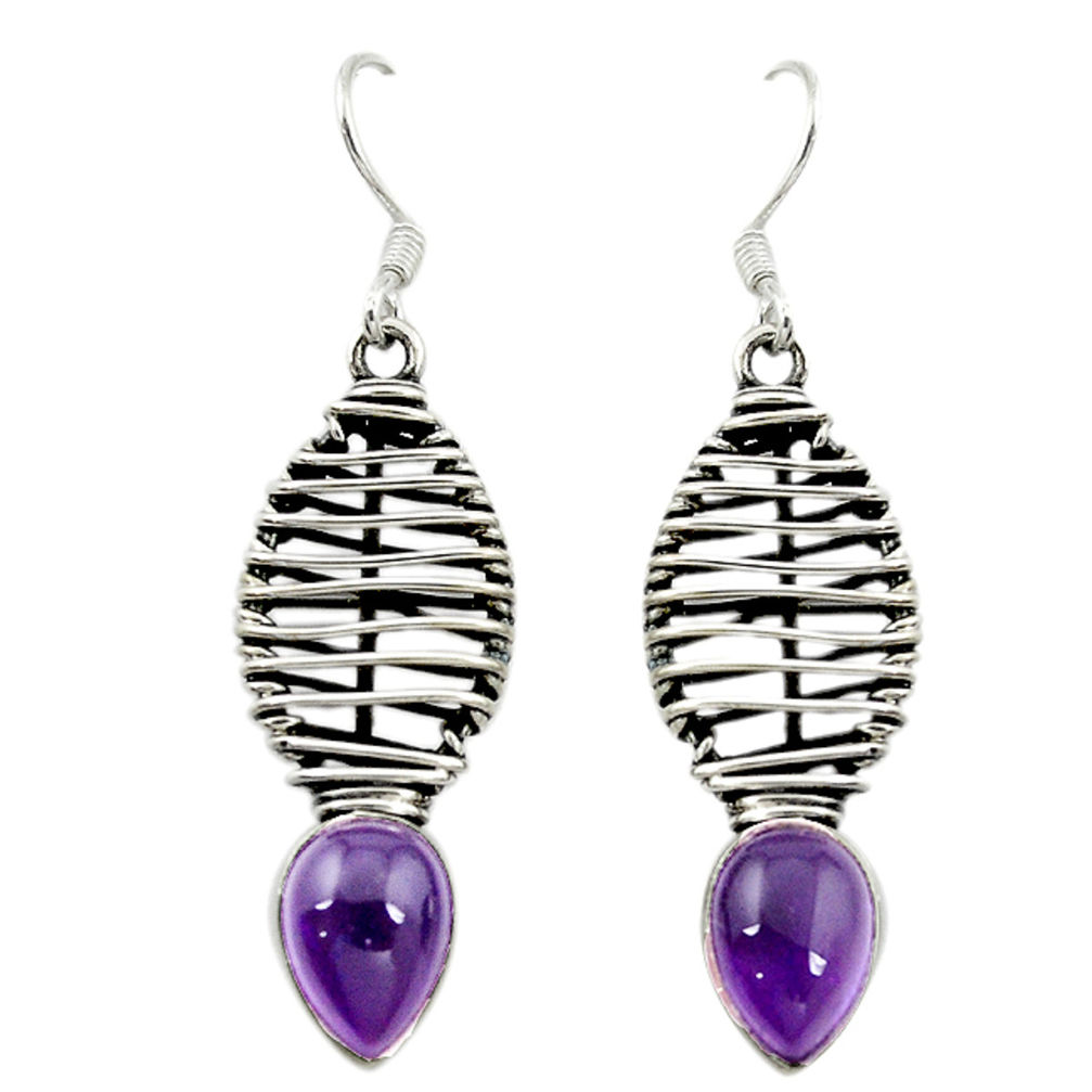 925 sterling silver natural purple amethyst dangle earrings jewelry d16060