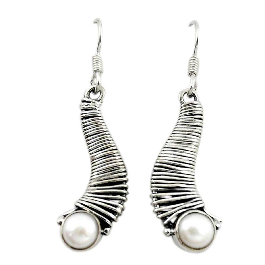 Natural white pearl 925 sterling silver dangle earrings jewelry d16078