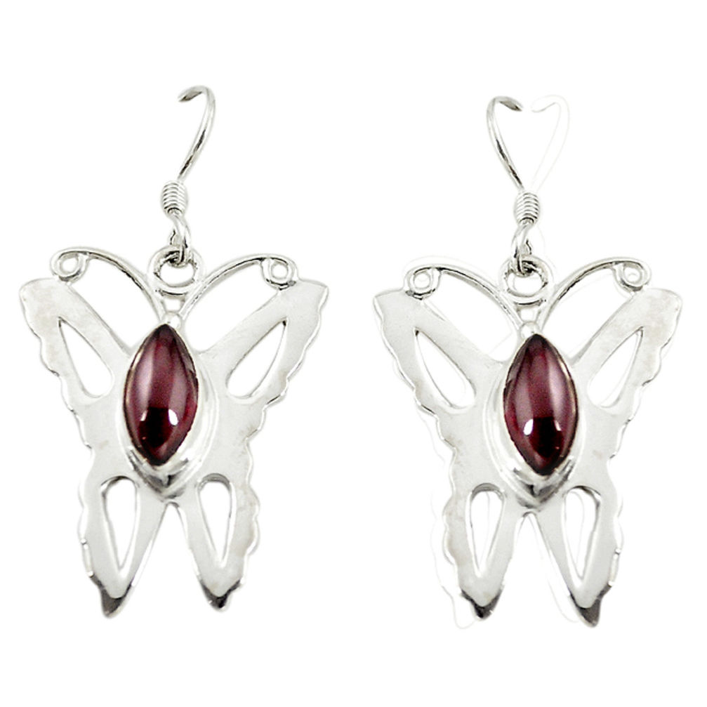 Natural red garnet 925 sterling silver butterfly earrings jewelry d16441