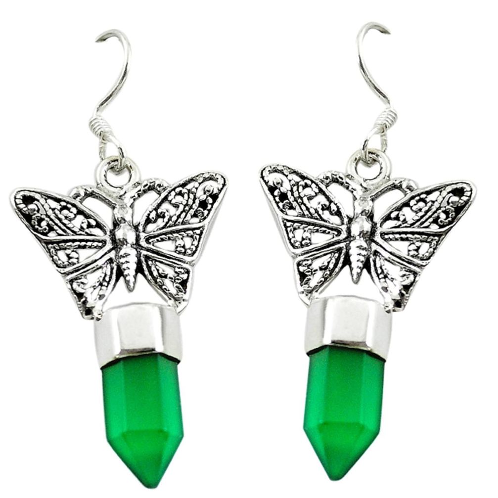 925 sterling silver natural green chalcedony butterfly earrings jewelry d16469