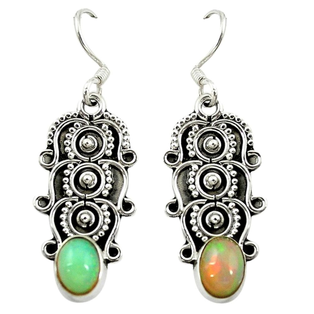 925 silver natural multi color ethiopian opal dangle earrings jewelry d16474