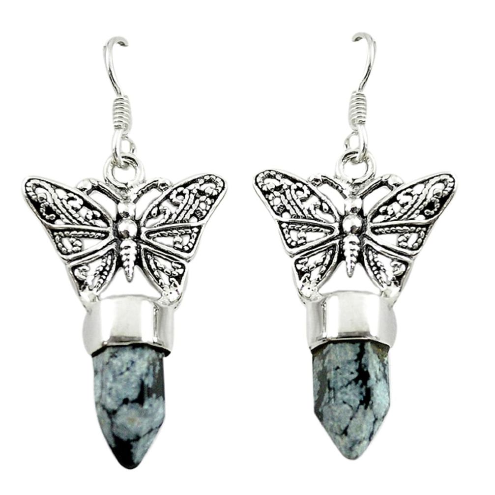 925 silver natural black australian obsidian butterfly earrings jewelry d16480