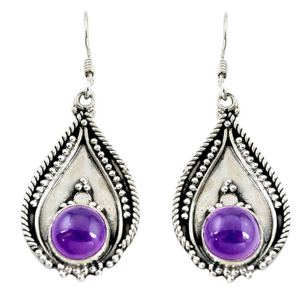 Natural purple amethyst 925 sterling silver dangle earrings jewelry d16483
