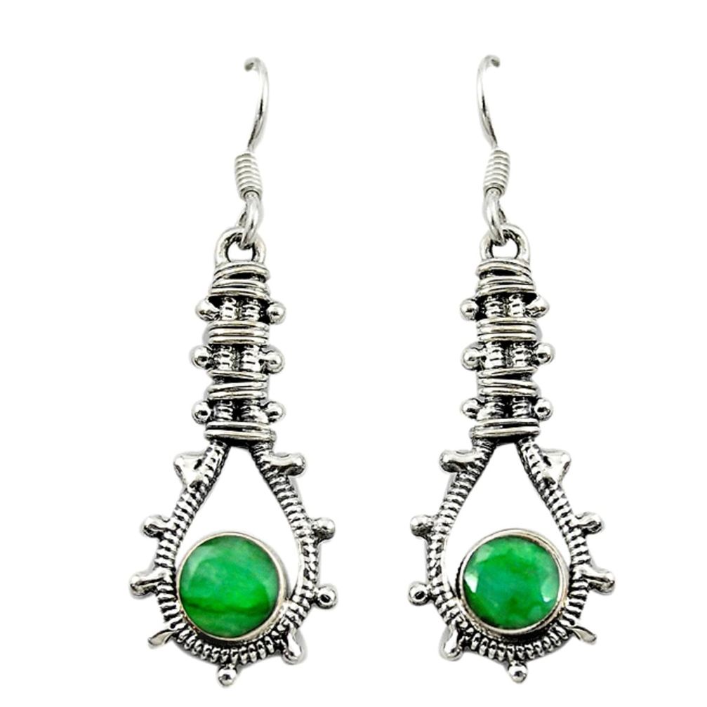 925 sterling silver natural green emerald dangle earrings jewelry d16524