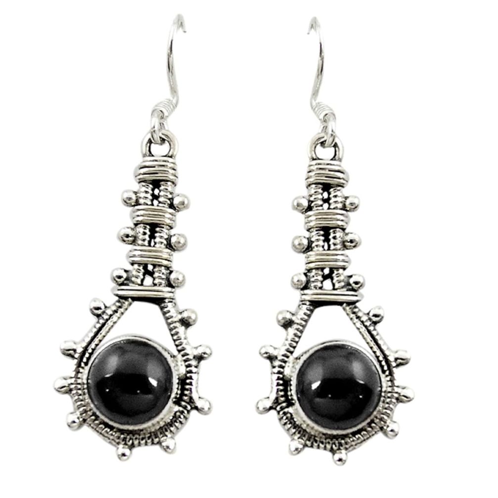 Natural black onyx 925 sterling silver dangle earrings jewelry d16526