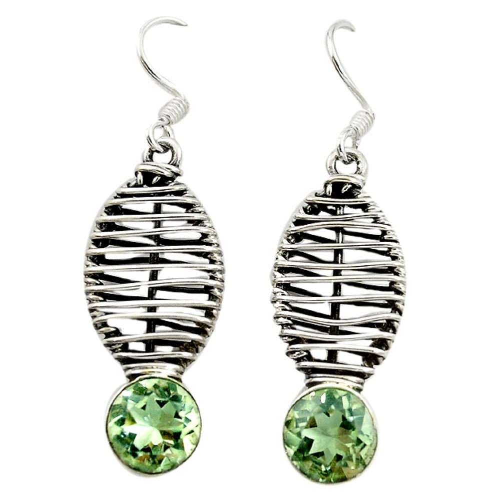 Natural green amethyst 925 sterling silver dangle earrings jewelry d16531