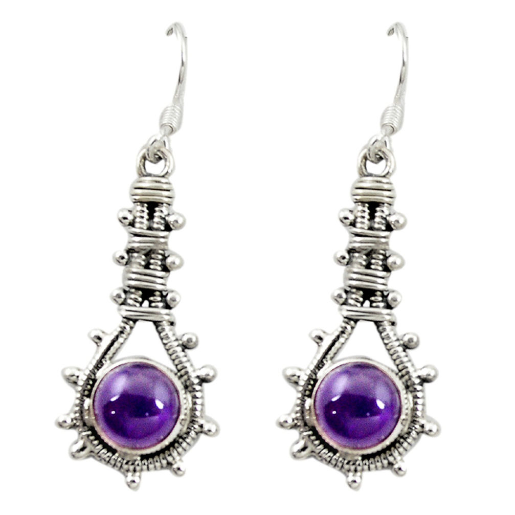 Natural purple amethyst 925 sterling silver dangle earrings jewelry d16534