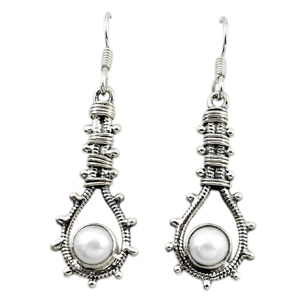 Natural white pearl 925 sterling silver dangle earrings jewelry d16554