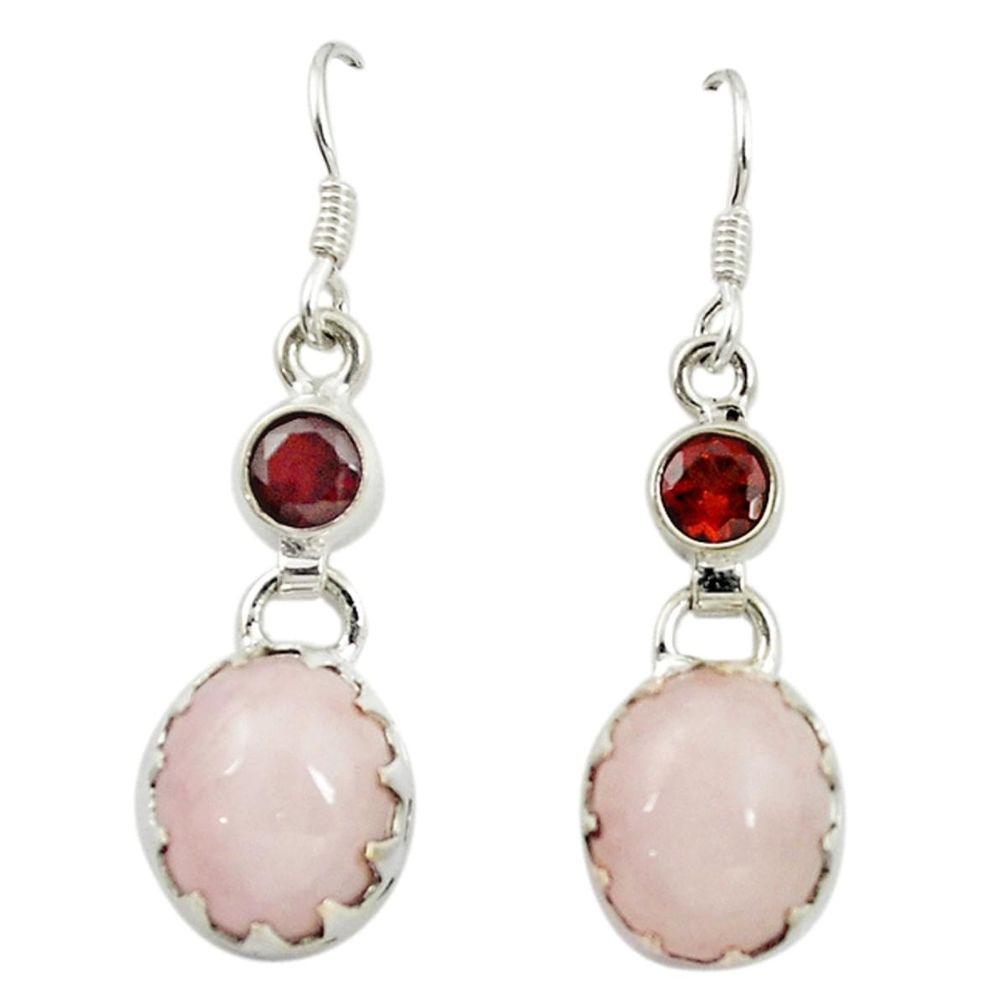 Natural orange morganite red garnet 925 sterling silver earrings d16631