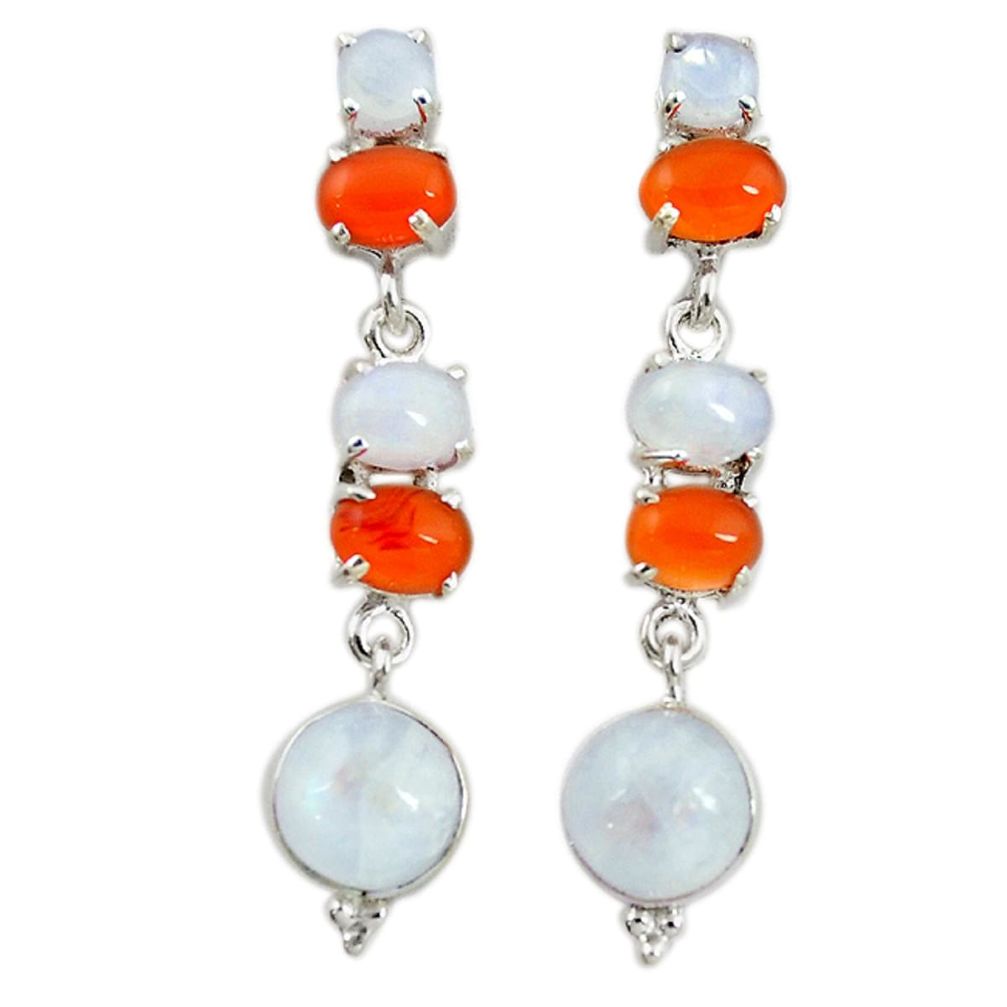 925 silver natural orange cornelian (carnelian) dangle earrings jewelry d16670