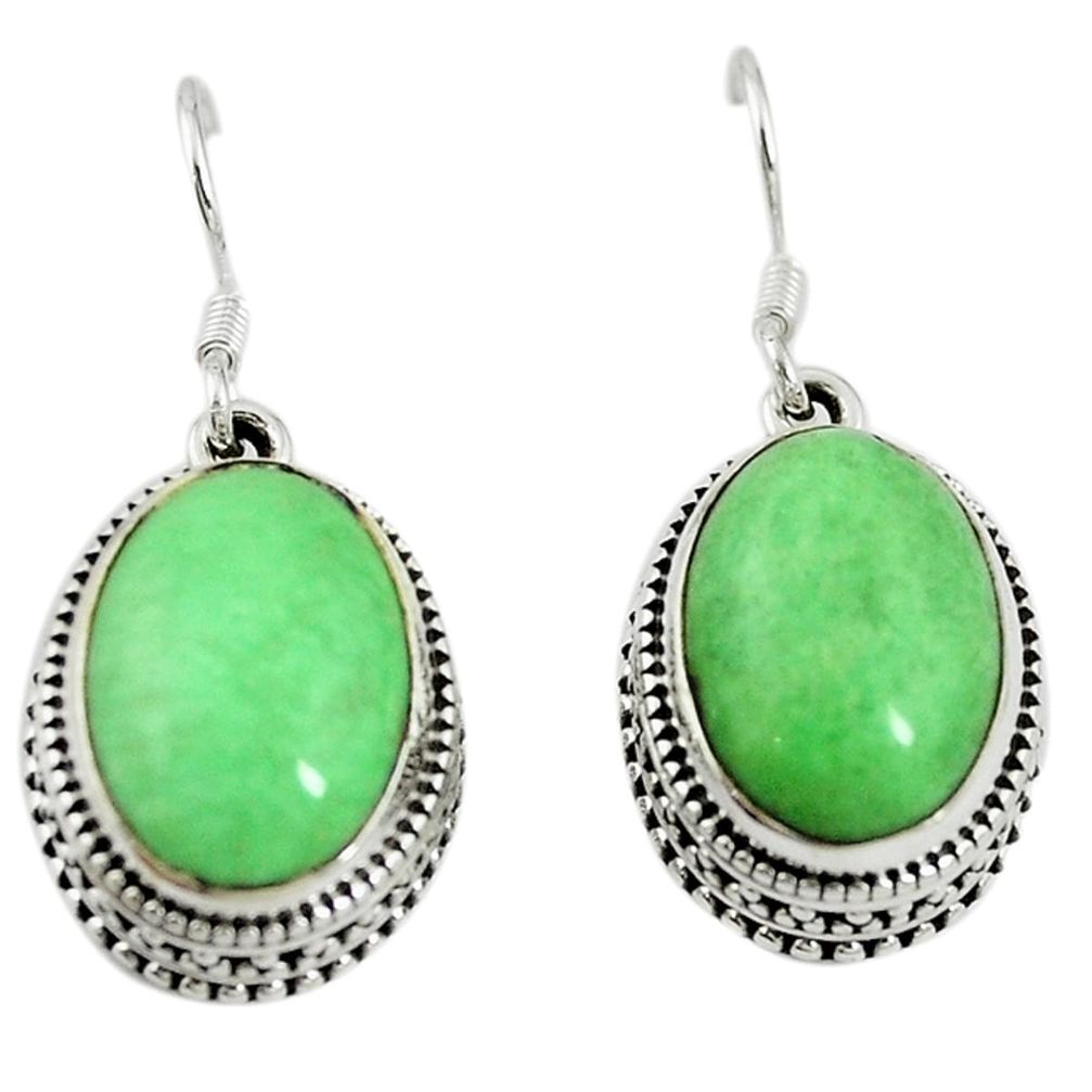 Natural green variscite 925 sterling silver dangle earrings d16723