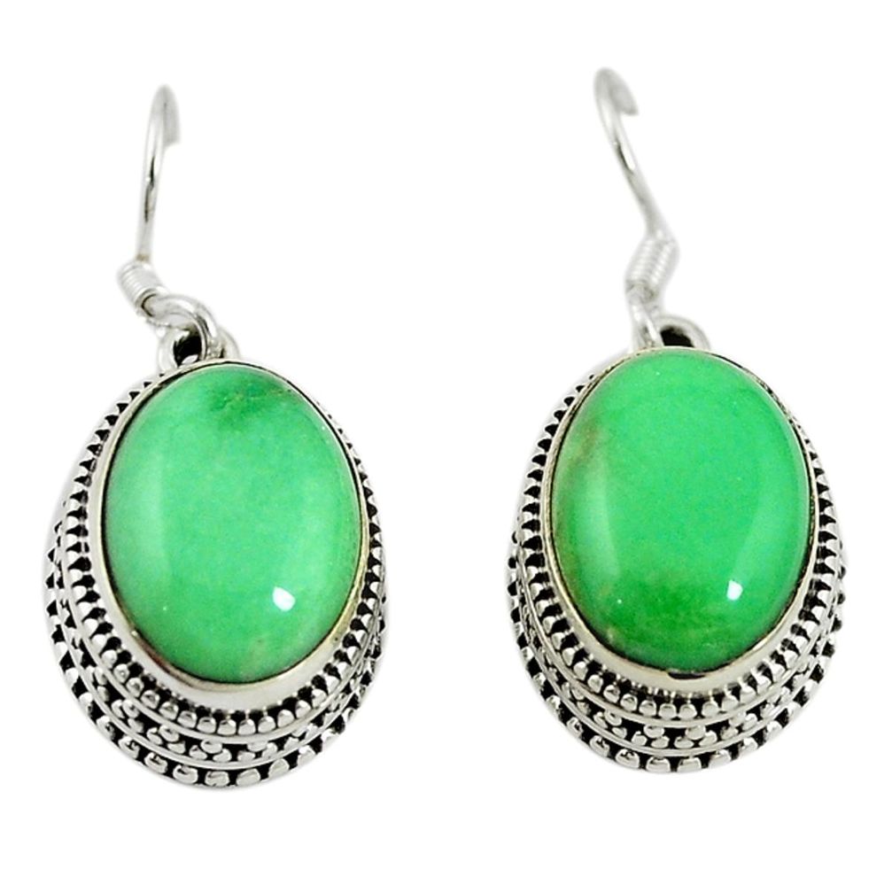 Natural green variscite 925 sterling silver dangle earrings d16725