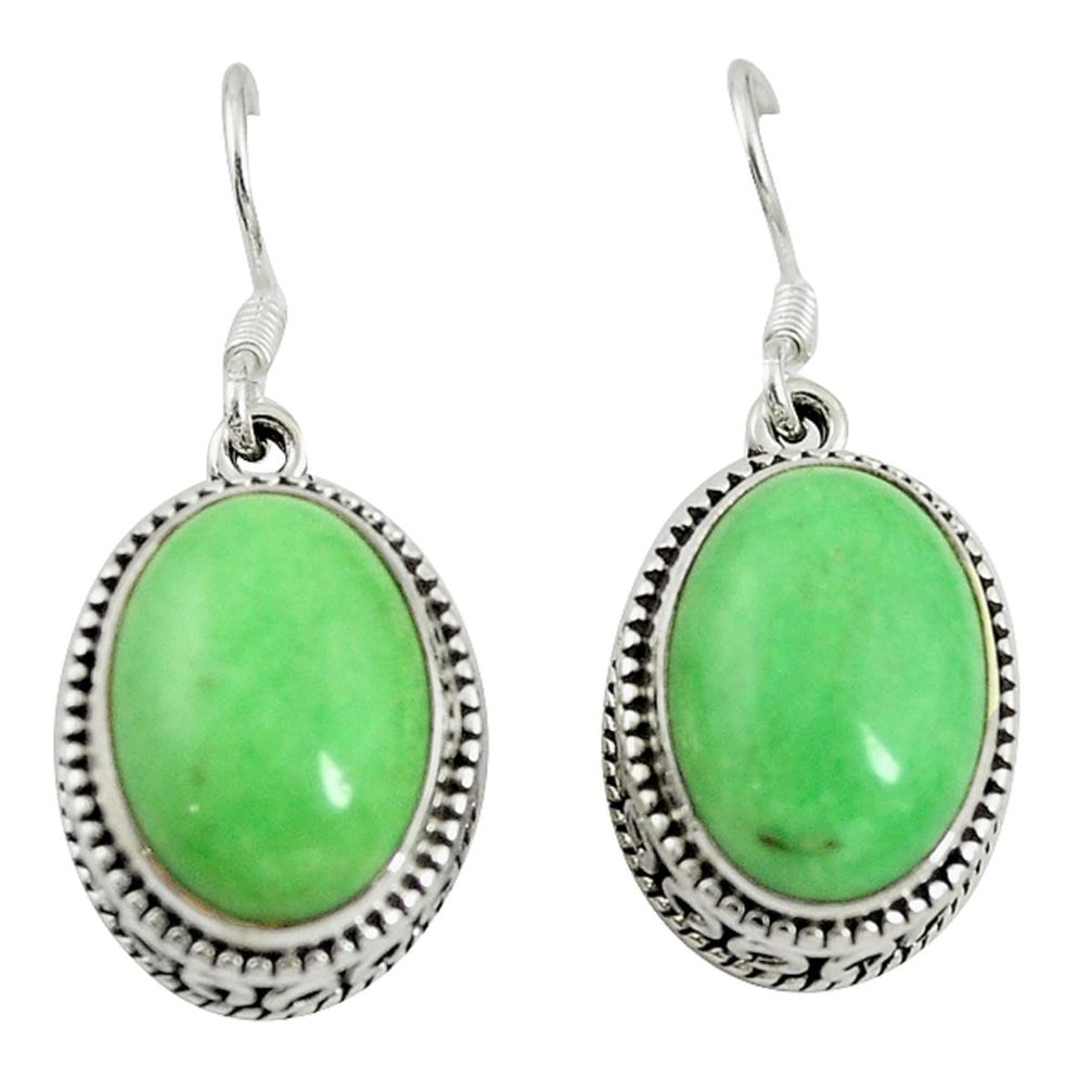 Natural green variscite 925 sterling silver dangle earrings d16728