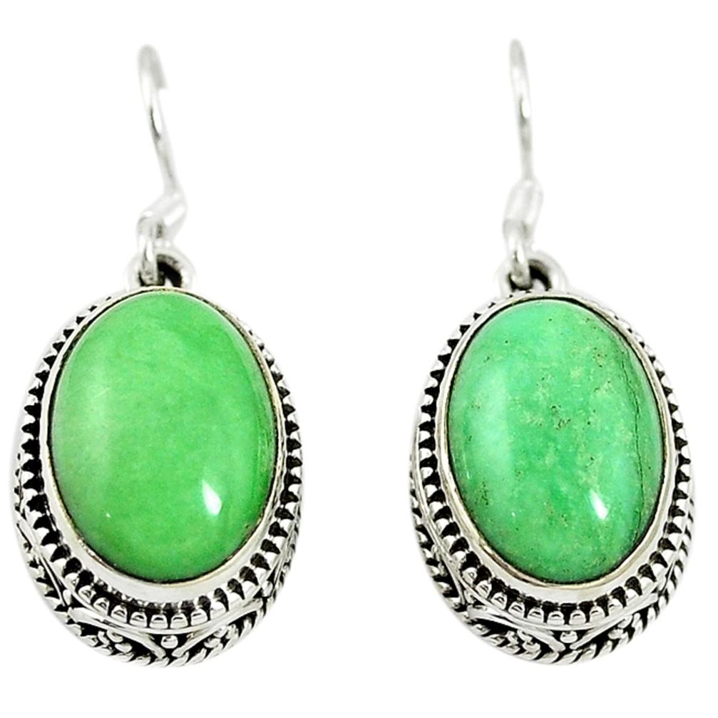 Natural green variscite 925 sterling silver dangle earrings d16729