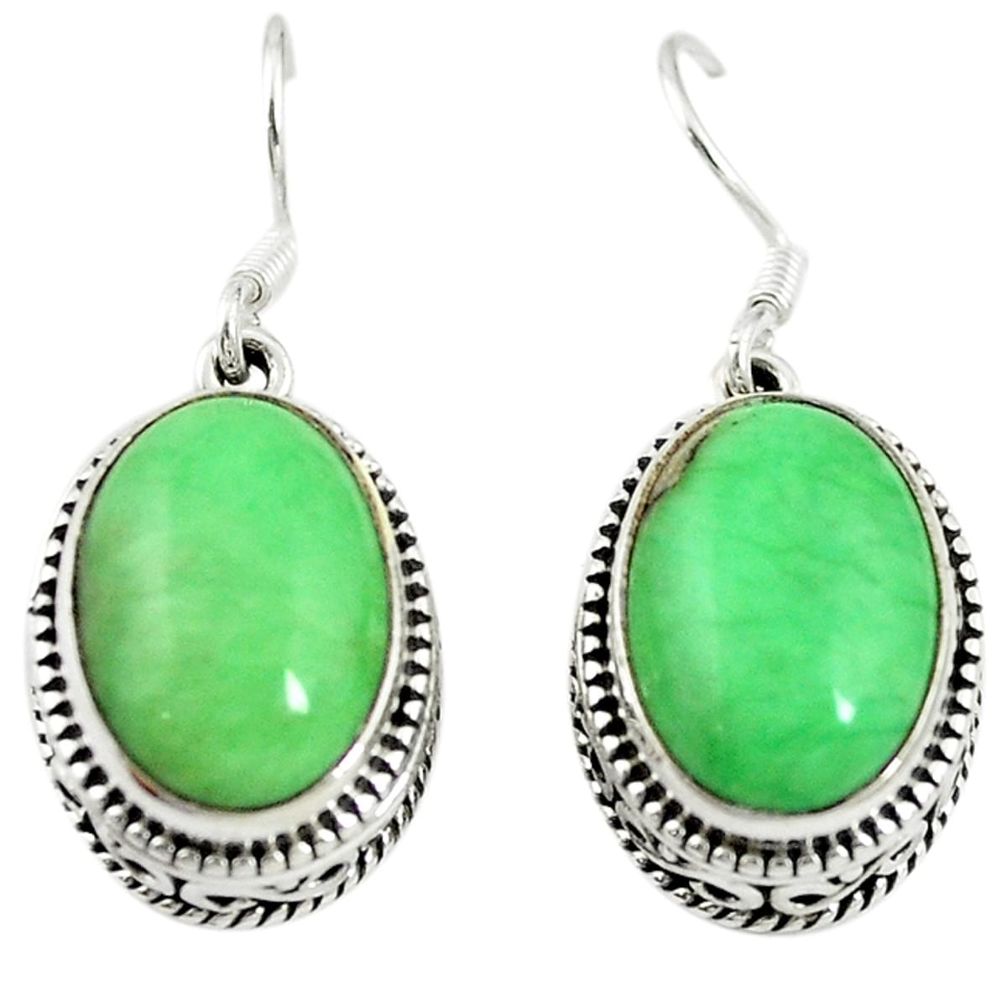 Natural green variscite 925 sterling silver dangle earrings d16732