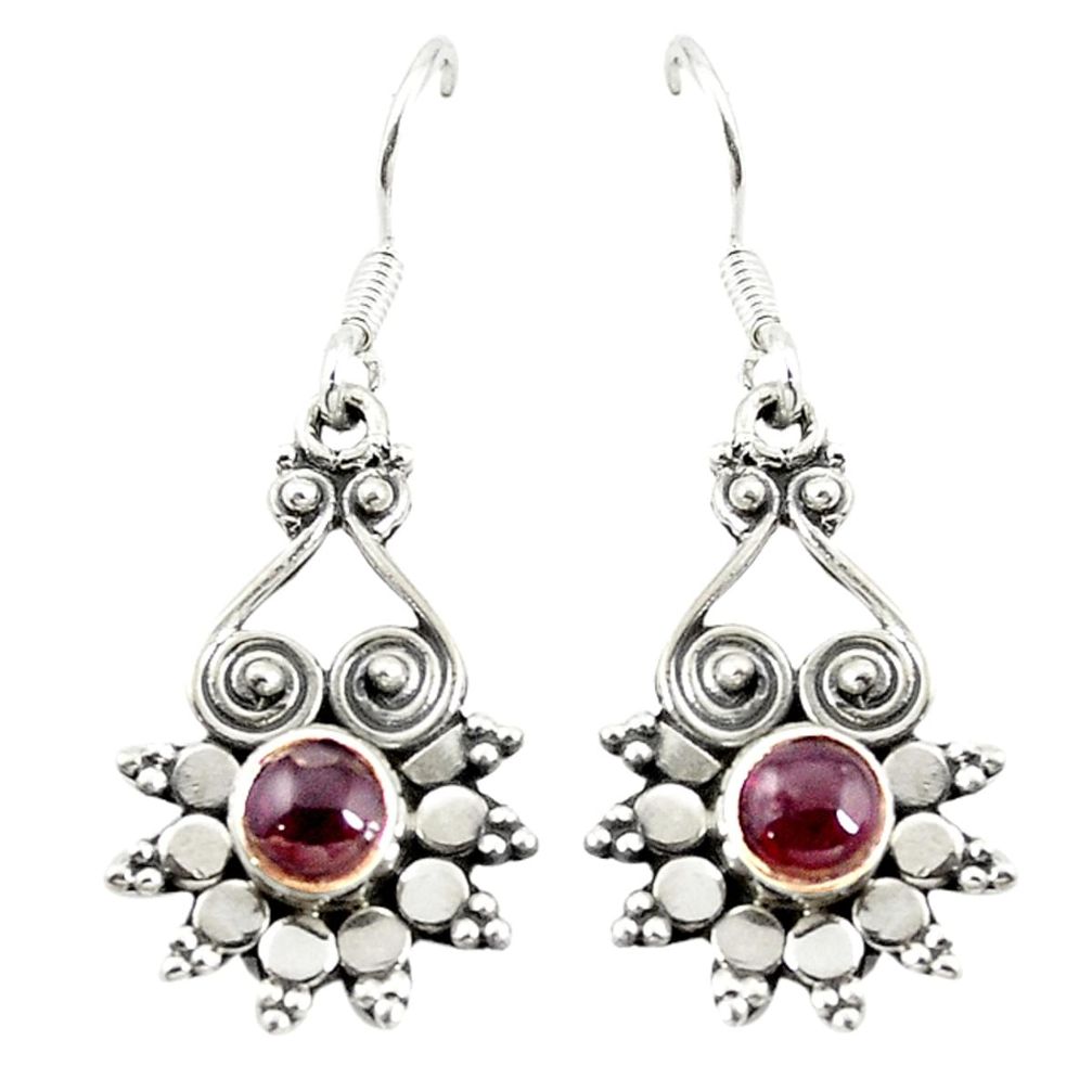 Natural red garnet 925 sterling silver dangle earrings jewelry d17316