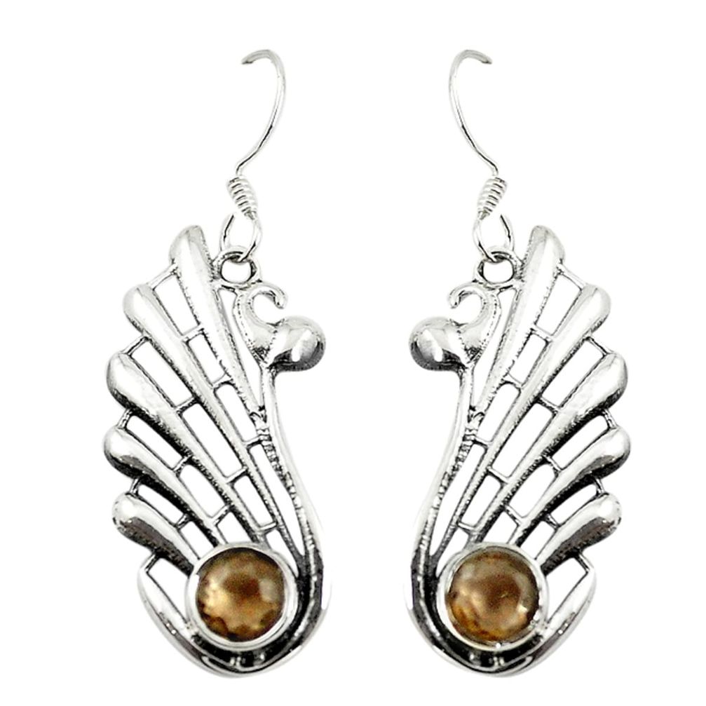 Brown smoky topaz 925 sterling silver dangle earrings jewelry d17330
