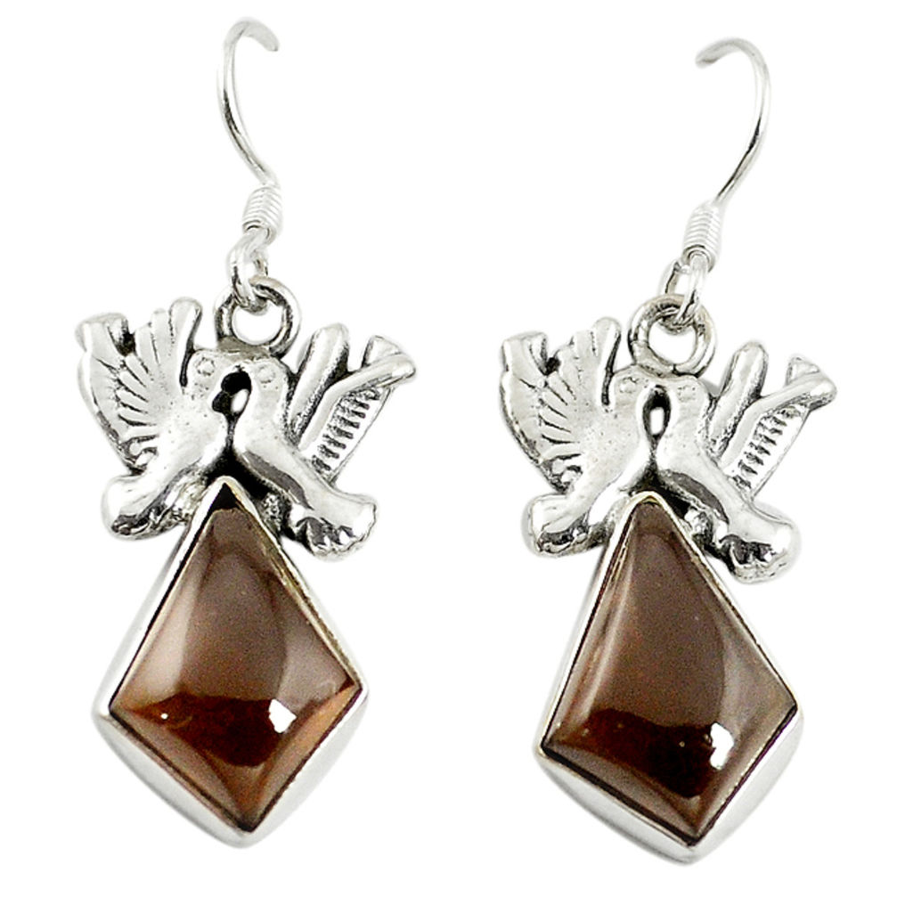 925 sterling silver brown smoky topaz love birds earrings jewelry d17444