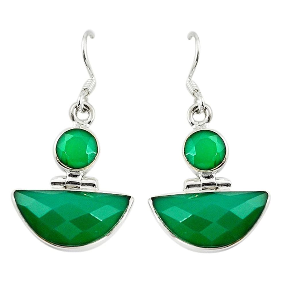 Natural green chalcedony 925 sterling silver earrings jewelry d17448