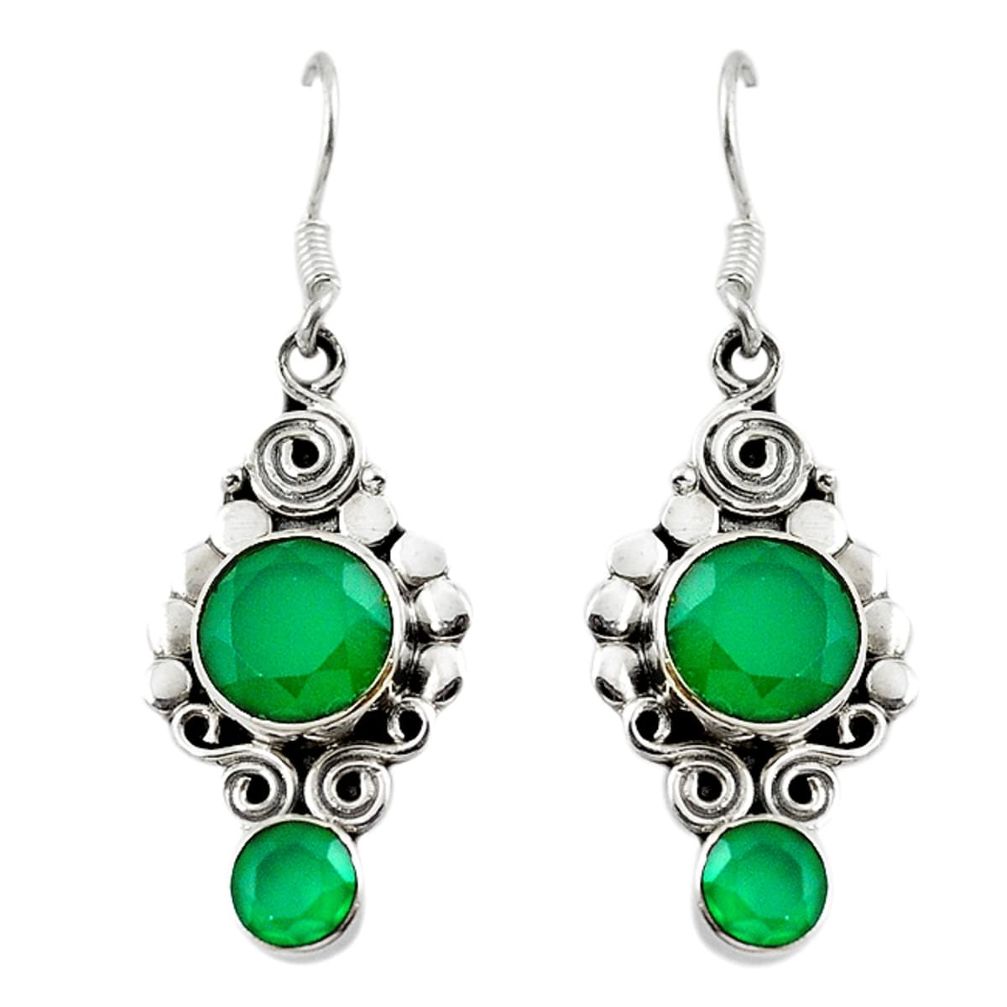 925 sterling silver natural green chalcedony dangle earrings jewelry d18098