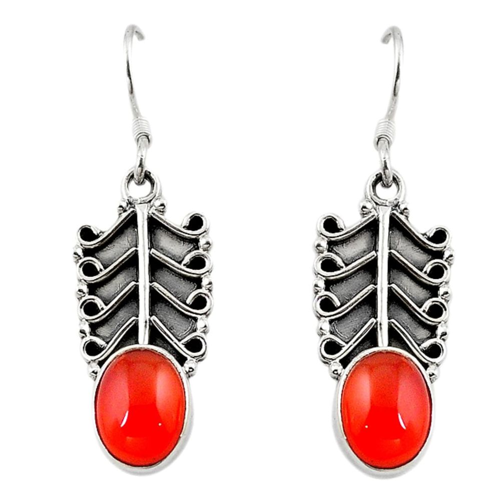 Natural orange cornelian (carnelian) 925 silver dangle earrings d18127