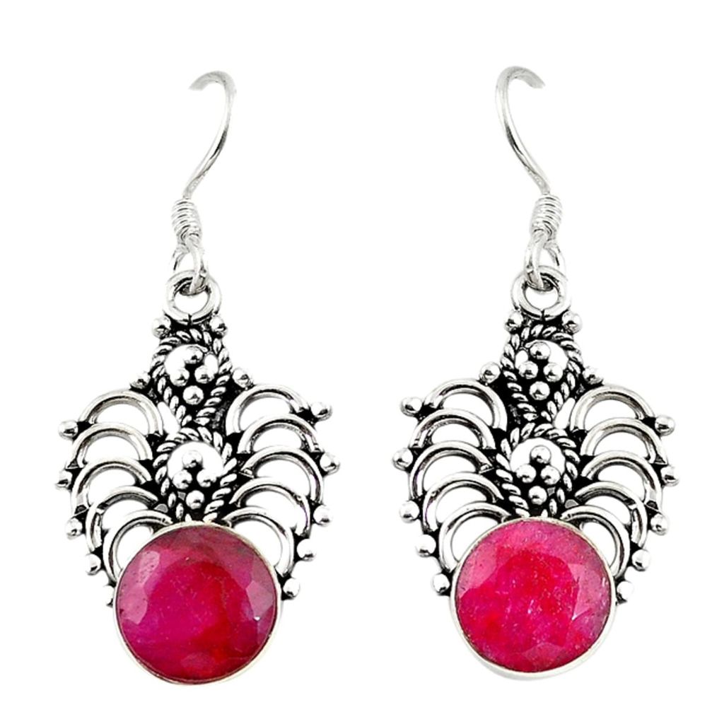 Natural red ruby 925 sterling silver dangle earrings jewelry d18142