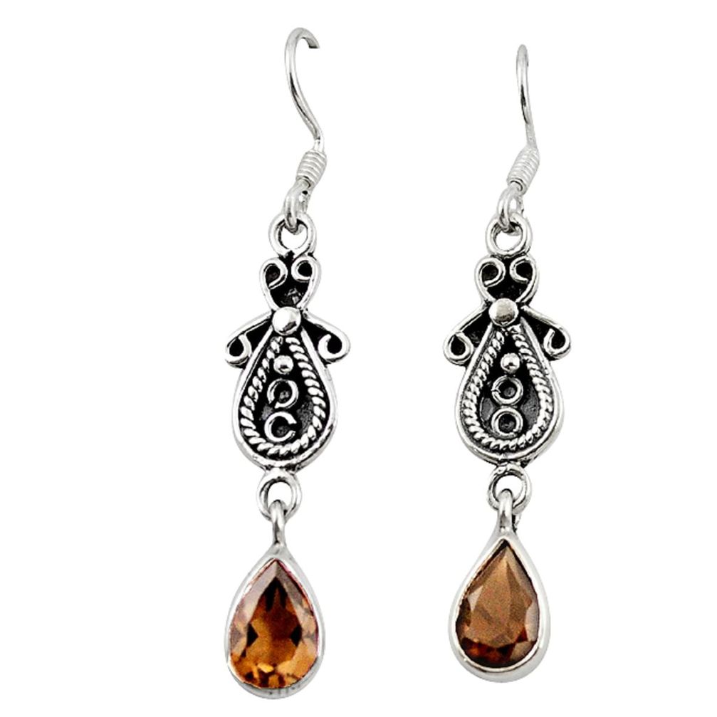 925 sterling silver brown smoky topaz dangle earrings jewelry d18158