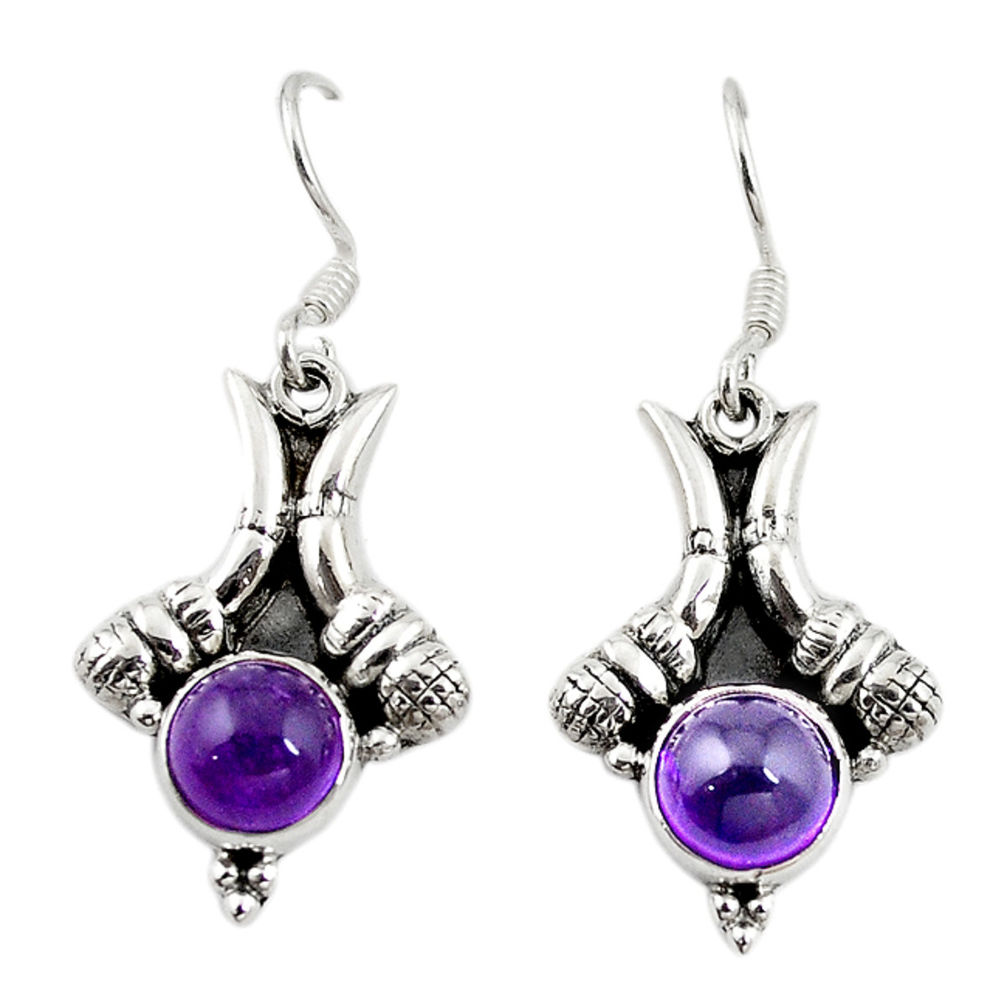 Natural purple amethyst 925 sterling silver dangle earrings d18214