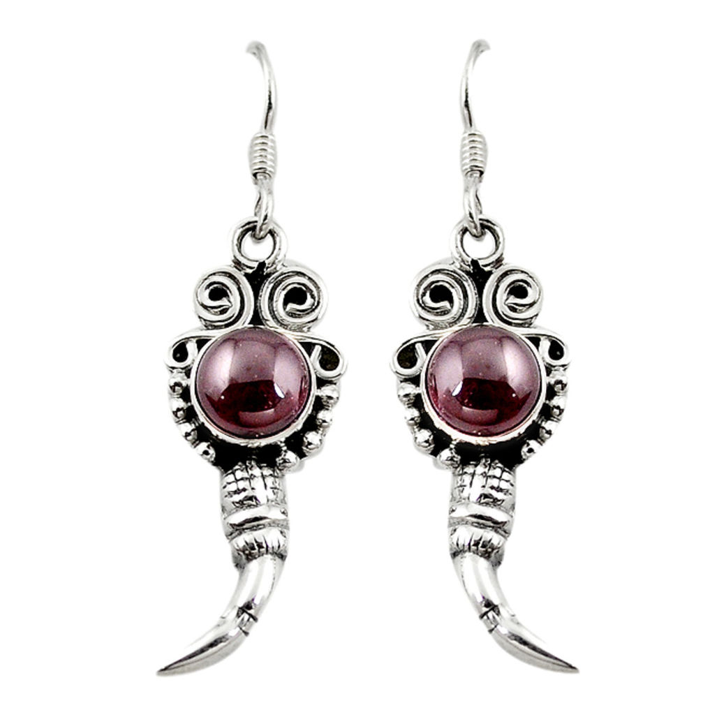 Natural red garnet 925 sterling silver dangle earrings jewelry d18224