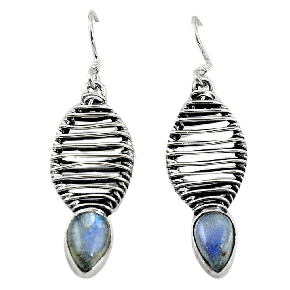 Natural blue labradorite 925 sterling silver dangle earrings jewelry d18232