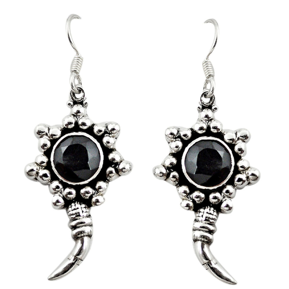 Natural black onyx 925 sterling silver dangle earrings jewelry d18234