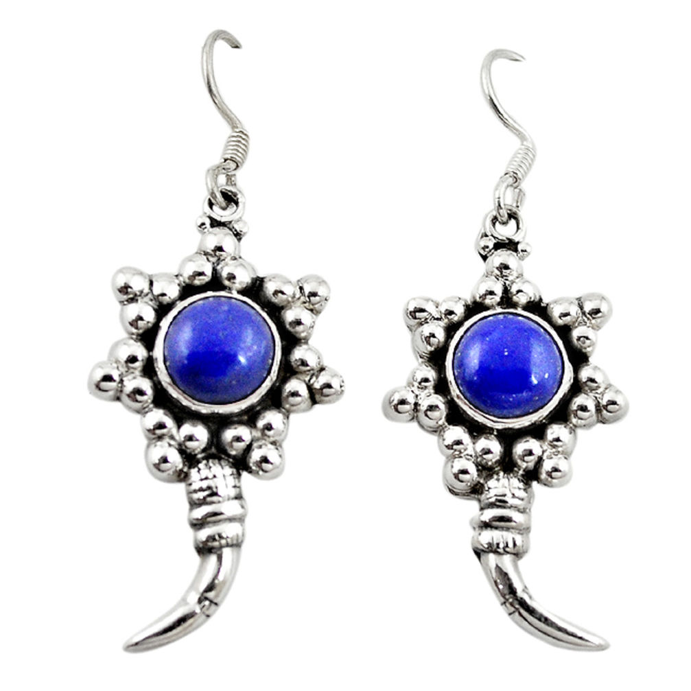 Natural blue lapis lazuli 925 sterling silver dangle earrings d18248