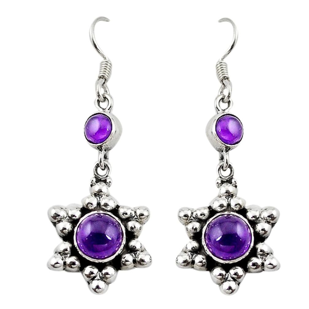 Natural purple amethyst 925 sterling silver dangle earrings d18249