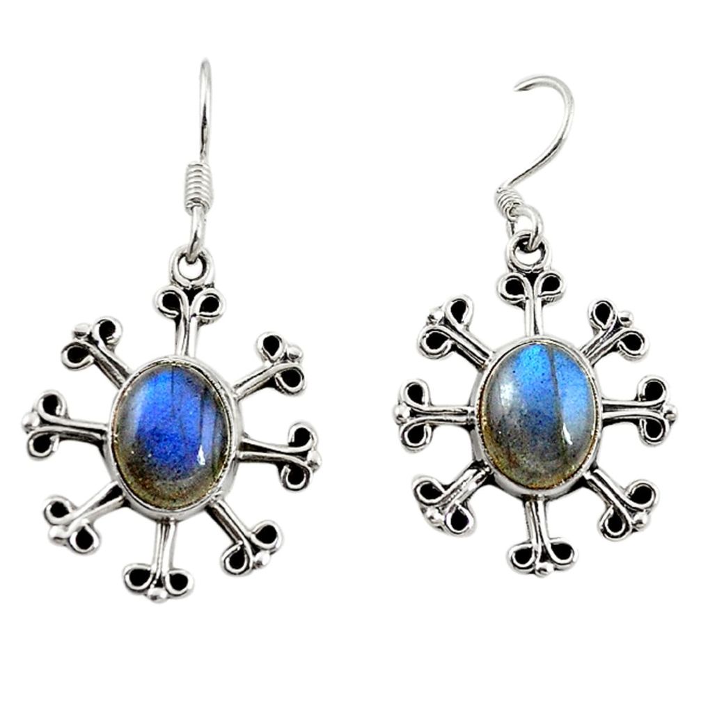 Natural blue labradorite 925 sterling silver dangle earrings d18309
