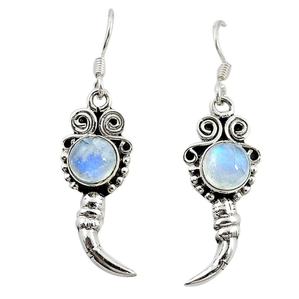 Natural rainbow moonstone 925 sterling silver dangle earrings d18648