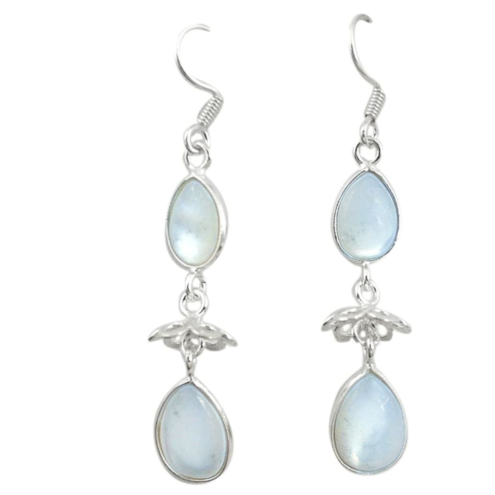 Natural white blister pearl 925 sterling silver dangle earrings jewelry d19687