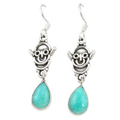 Clearance Sale- 925 silver natural green peruvian amazonite dangle earrings jewelry d19709